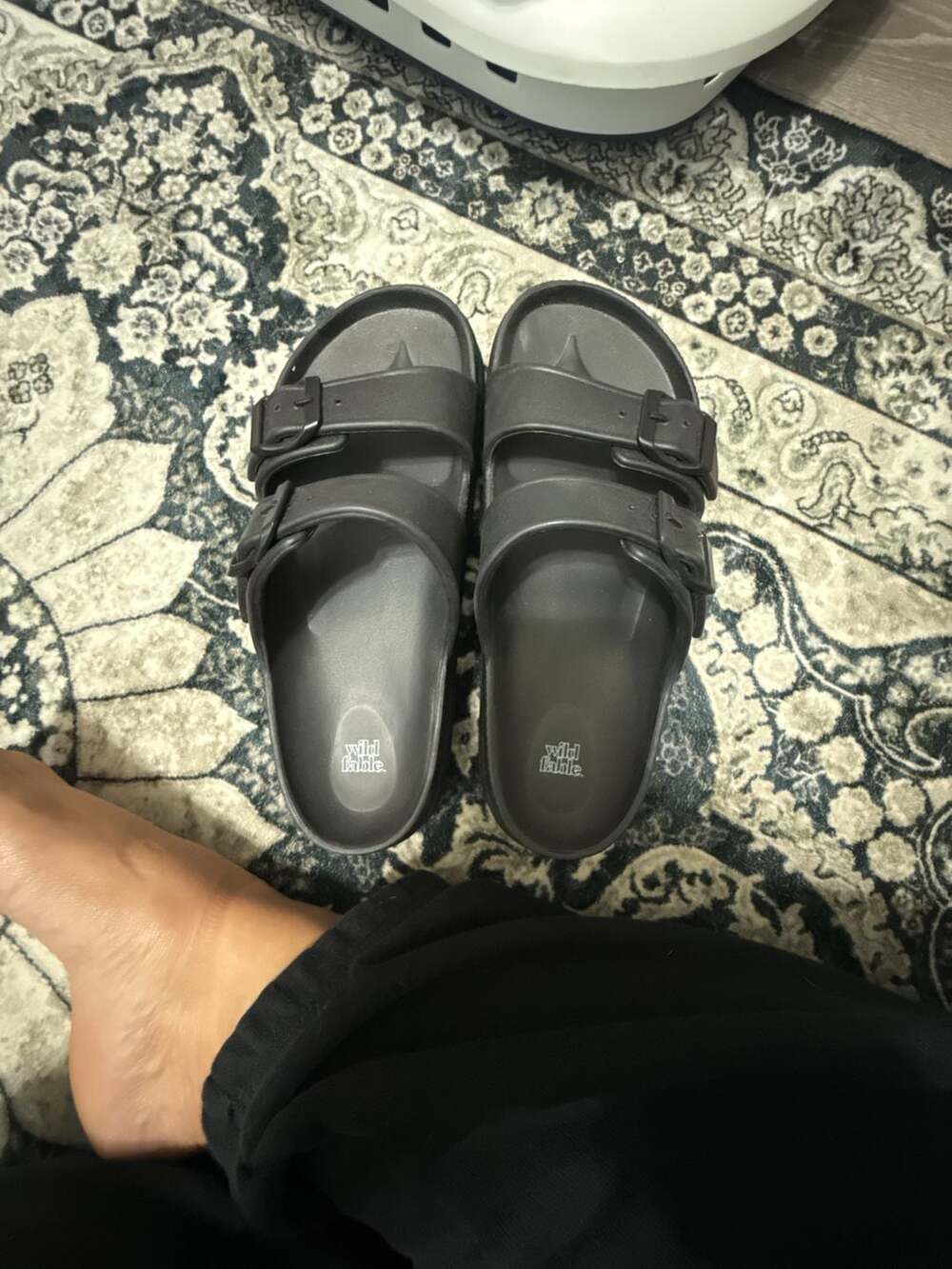 Wild Fable Black Two Buckle EVA Slide Sandals Size 7